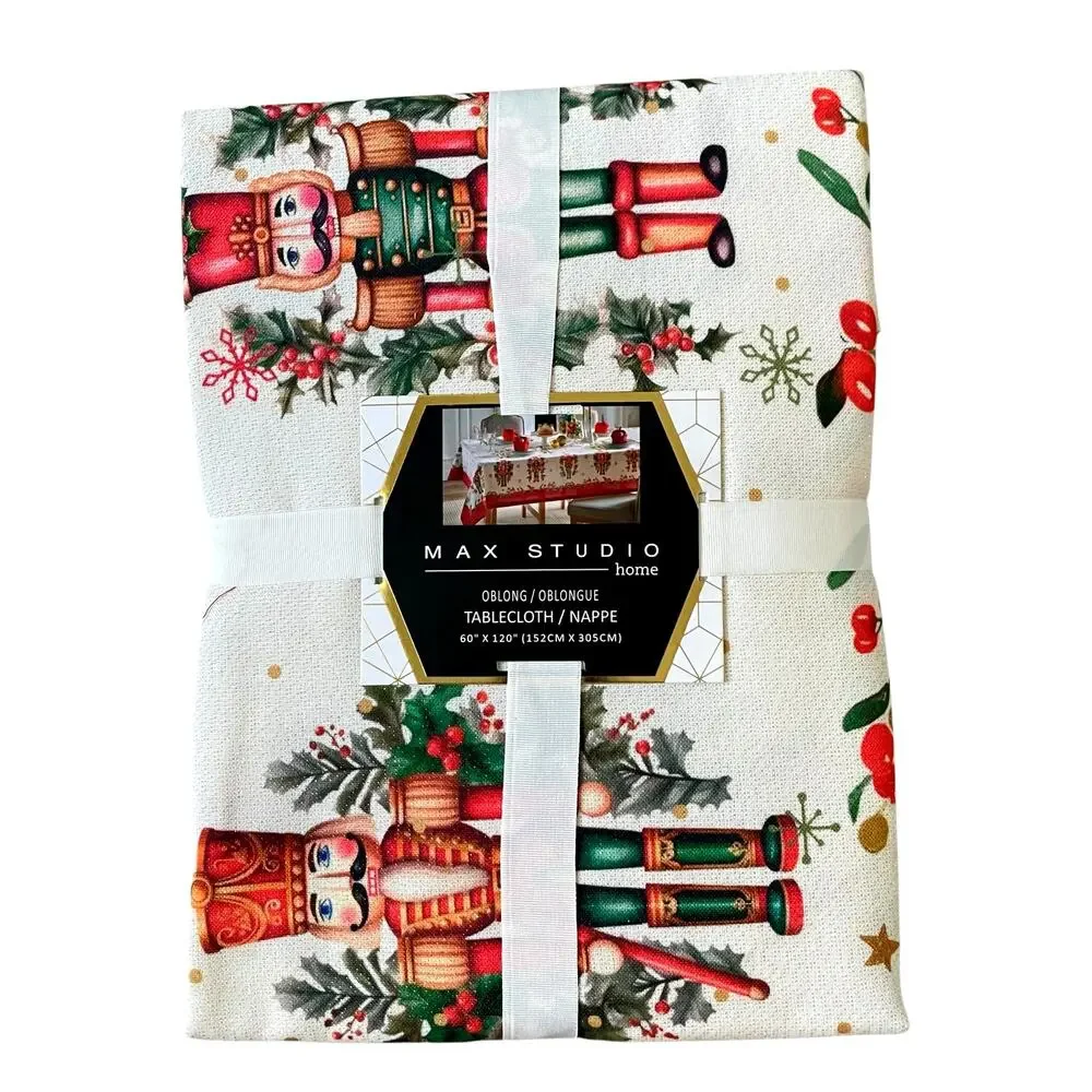 Max Studio Christmas Nutcracker 60x120 Holiday Tablecloth New